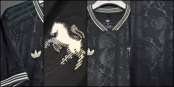 尤文新赛季第三运动活动 服 曝光:极光黑+葡萄藤叶花纹+斑马队标